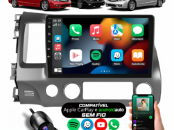 Central Multimídia 9" Civic G8 (2007-2011) Android Auto e CarPlay Sem Fio + Câmera de Ré