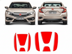Kit Emblema Vermelho Civic G10 2017-2021 Adesivo Resinado Refletivo